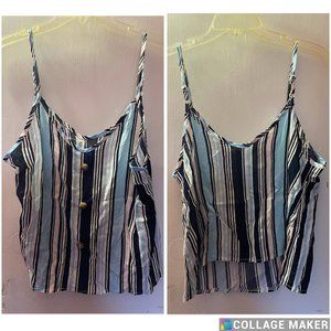 Striped Button Cami Top